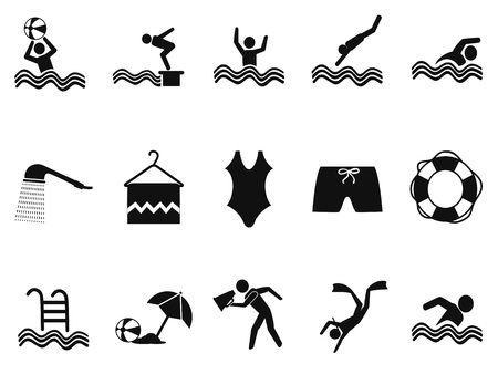 isolated black water pool icons set on white backgroundのイラスト素材
