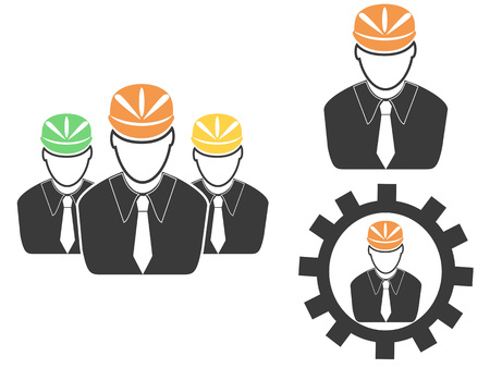The set of engineer head iconsのイラスト素材