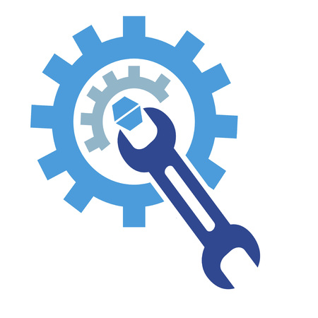 the symbol of gear wrench logo on white backgroundのイラスト素材