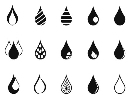 Isolated black simple drop icons on white backgroundのイラスト素材