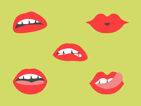 Sexy lips on green backgroundのイラスト素材