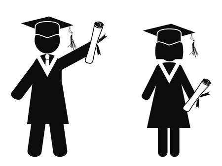 isolated raduated stick figures from white backgroundのイラスト素材