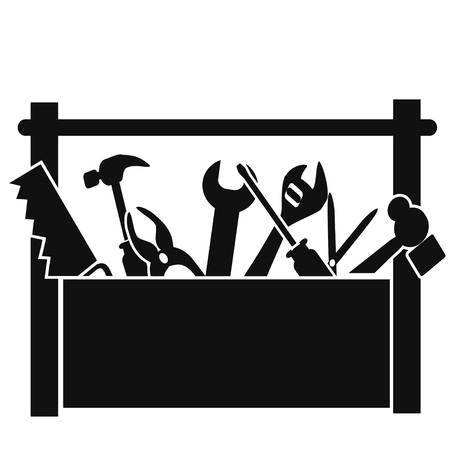 Isolated black tools box on white backgroundのイラスト素材