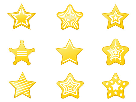 isolated shiny star icons set on white backgroundのイラスト素材