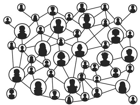 isolated black people social network on white backgroundのイラスト素材