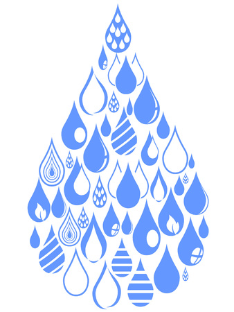 isolated blue drops group set on white backgroundのイラスト素材
