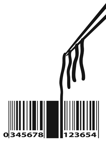 isolated Noodle Barcode With Chopstick from white backgroundのイラスト素材