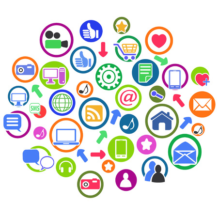 isolated circle icons group set from white backgroundのイラスト素材