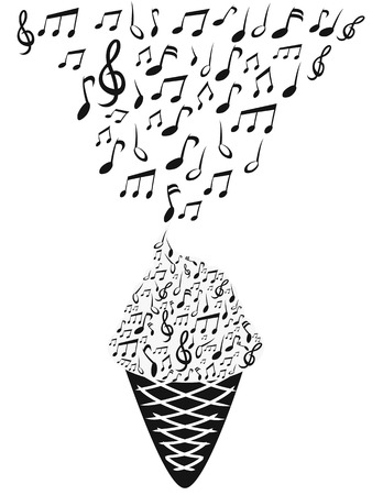 isolated ice cream with music notes from white backgroundのイラスト素材
