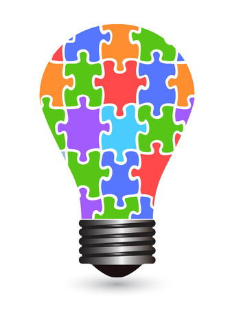 Isolated light bulb puzzle vectorのイラスト素材