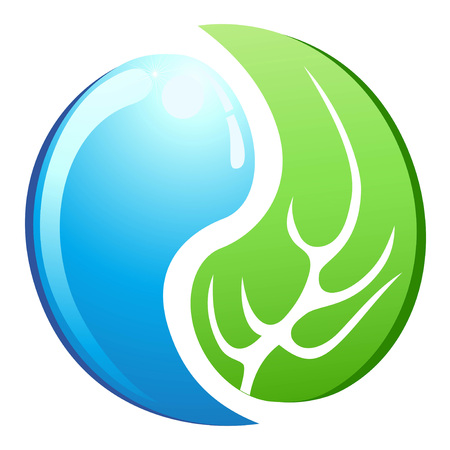 Isolated Yin Yang in Leaf And Water symbolsのイラスト素材