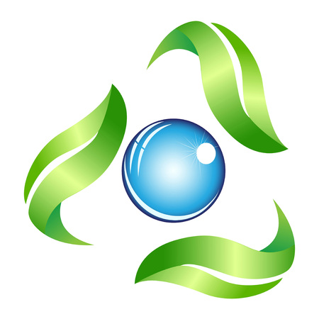 Isolated green leaves around blue drop symbolのイラスト素材