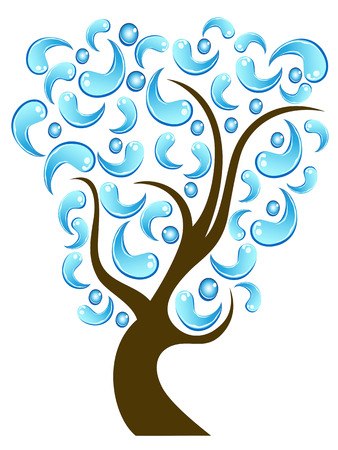 Isolated water drops on a tree vectorのイラスト素材