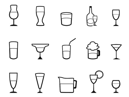 Isolated alcohol cups linear icons setのイラスト素材