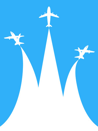 Flying white airplanes with copy space vectorのイラスト素材