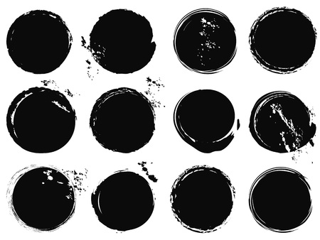 Isolated black grunge circle splashes vector setのイラスト素材