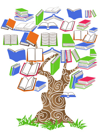 Tree book on white background tree of knowledgeのイラスト素材