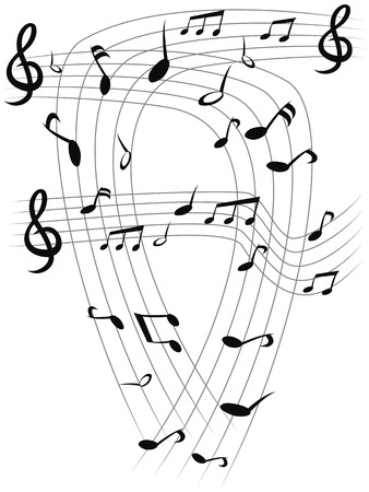 Music note sheets on vertical white backgroundのイラスト素材