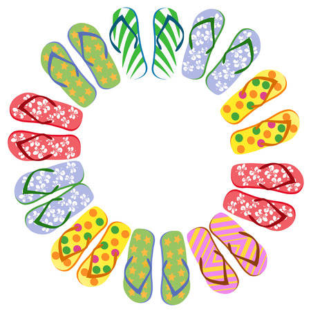 Flip flops circle with copy space on white backgroundのイラスト素材