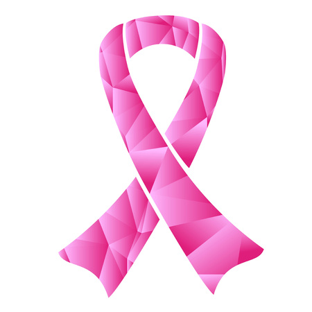 Pink Geometric cancer ribbon design on white backgroundのイラスト素材