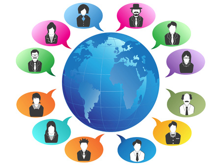 Business people Communication around the world on white backgroundのイラスト素材
