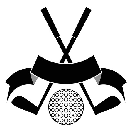 Black crossed golf ball logo on white backgroundのイラスト素材