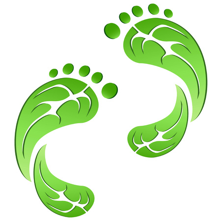 Green leaf carbon eco footprints on white backgroundのイラスト素材