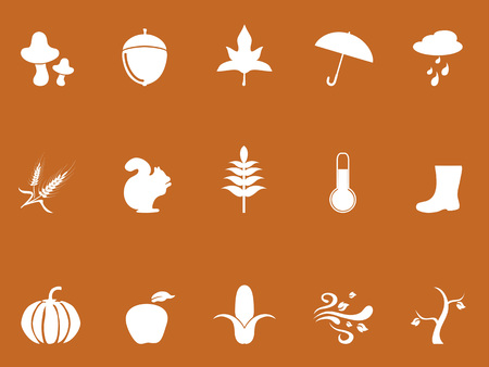 White autumn icons from brown backgroundのイラスト素材