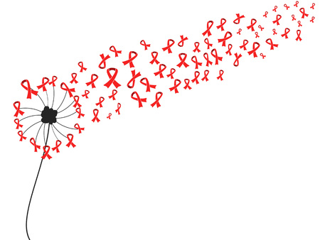 Red AIDS ribbon dandelionのイラスト素材
