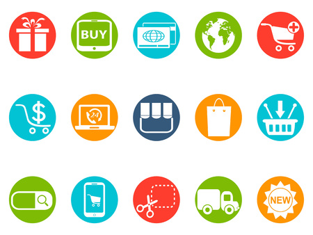 Colorful set of isolated eCommerce round icons setのイラスト素材