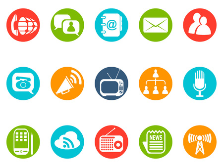 Isolated Communication round button icons set from white backgroundのイラスト素材
