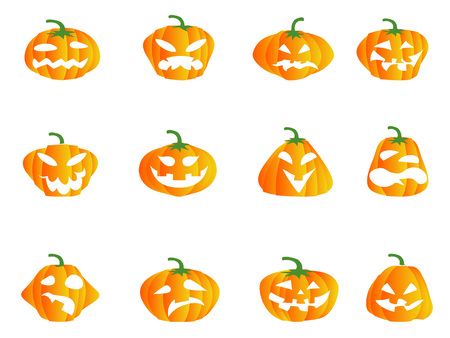 Isolated color Halloween pumpkin icons from white backgroundのイラスト素材