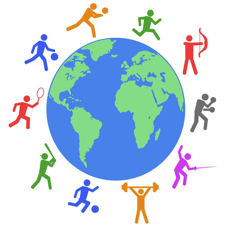 Isolated colorful athlete around the world from white backgroundのイラスト素材
