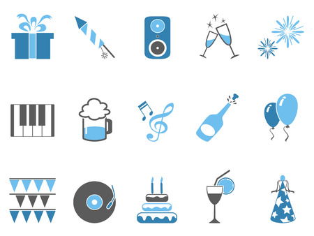 Isolated blue celebrating holiday party icons set from white backgroundのイラスト素材