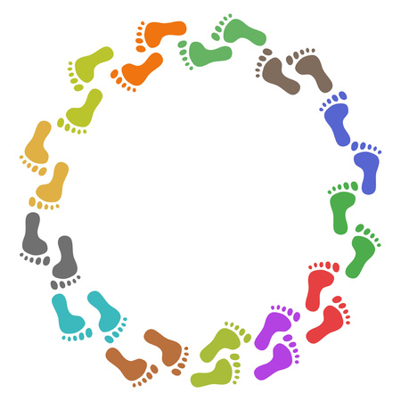 isolated color feet around with copy space on white backgroundのイラスト素材