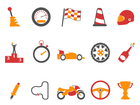 isolated orange race icons set from white backgroundのイラスト素材