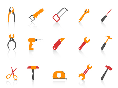 isolated simple orange color hand tool icons set from white backgroundのイラスト素材