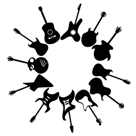 isolated Guitars around with copy space from white backgroundのイラスト素材