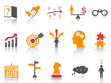 Isolated orange business strategy icons.のイラスト素材