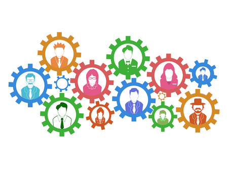 Isolated color teamwork gears concept.のイラスト素材