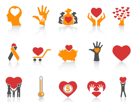 Isolated orange color charity icons.のイラスト素材