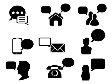 Isolated black chat icons set on white backgroundのイラスト素材