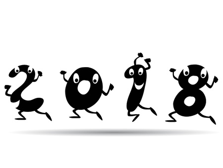 Isolated cartoon style of happy 2018 backgroundのイラスト素材