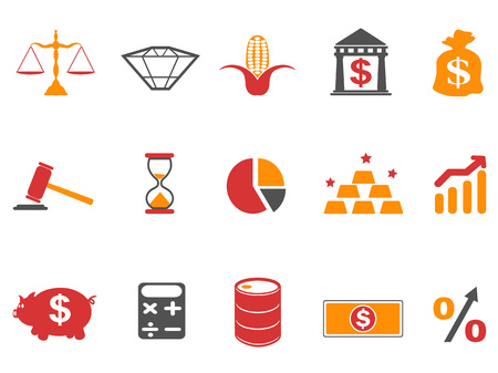 Isolated orange color investment icons set from white backgroundのイラスト素材