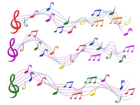 isolated colorful musical notes from white backgroundのイラスト素材
