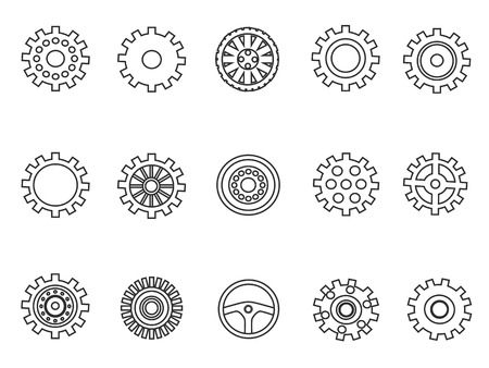 isolated gears outline icons set from white backgroundのイラスト素材