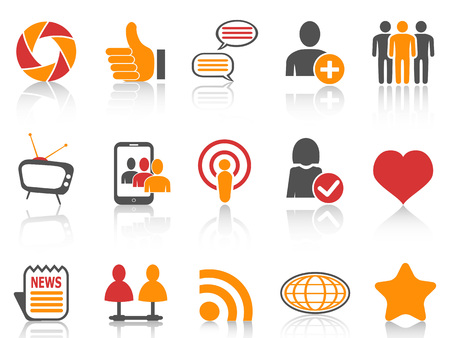 isolated orange and red color series Social Networking icons set from white backgroundのイラスト素材