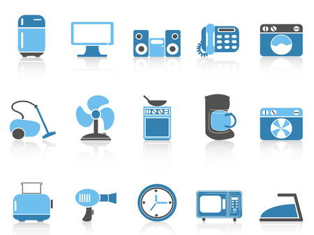 Isolated blue color series home devices icon set from white backgroundのイラスト素材