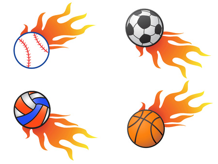 Isolated color fire ball logo icons from white backgroundのイラスト素材