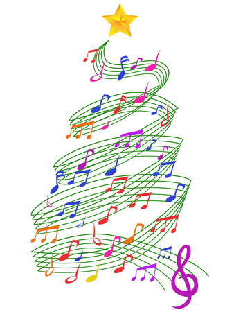 isolated colorful Music Christmas Tree from white backgroundのイラスト素材